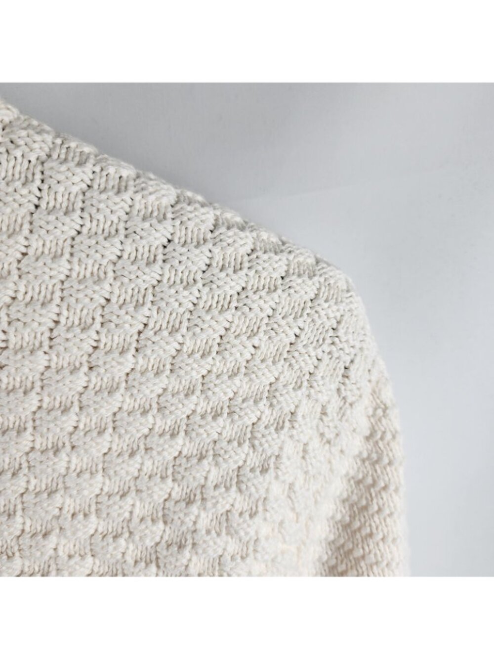 J Crew Sweater Mens Large Cream Cable Knit Pullover - Picture 6 of 9